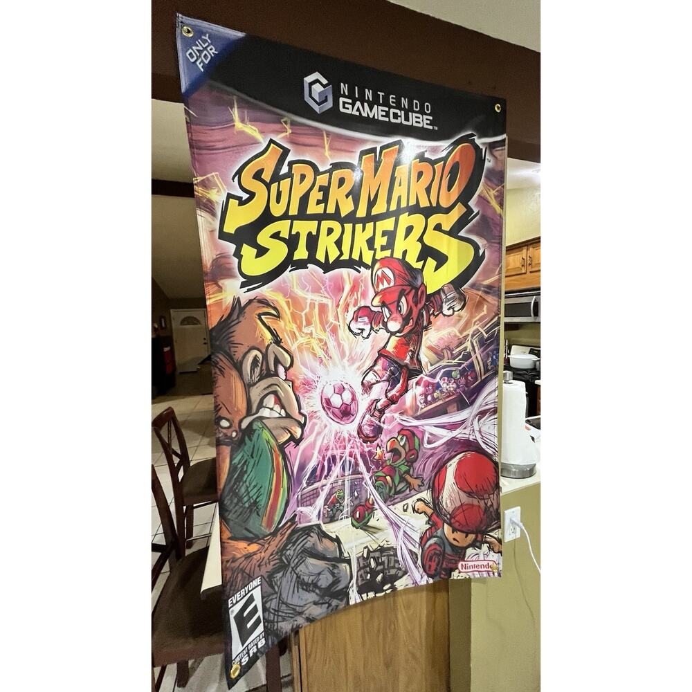 Super Mario Strikers 5ft Flag Nintendo Gamecube 2005 Banner Poster NGC